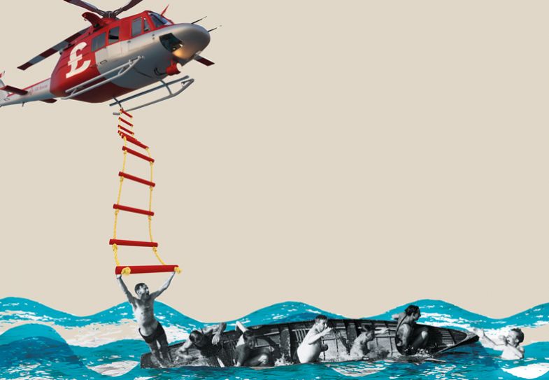 Montage of a sinking boat with a helicopter rescuing the passengers Montage of a sinking boat with a helicopter rescuing the passengers